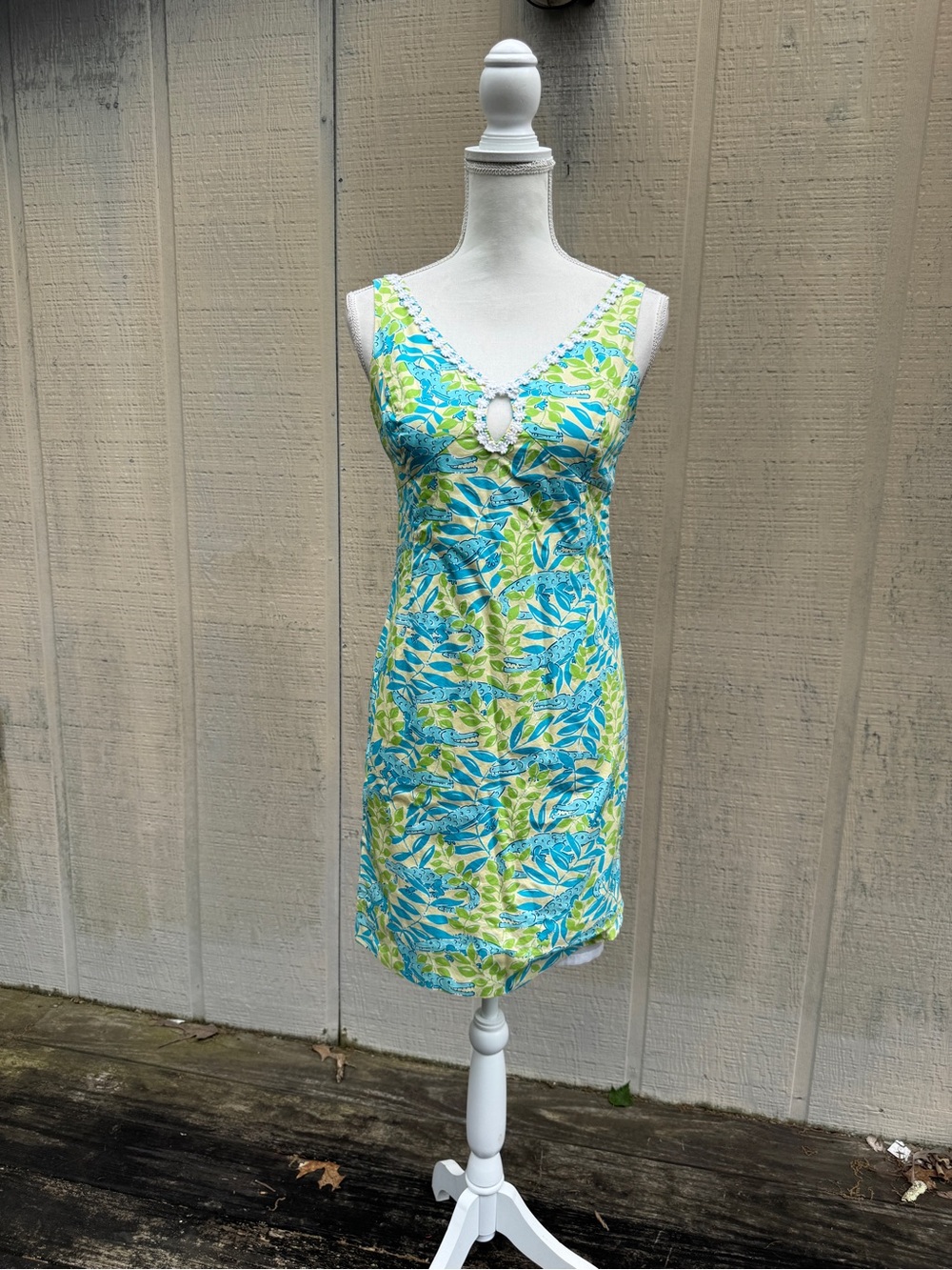 Lilly Pulitzer Mimosa The Everglades Alligator Blue & Green Shift Dress